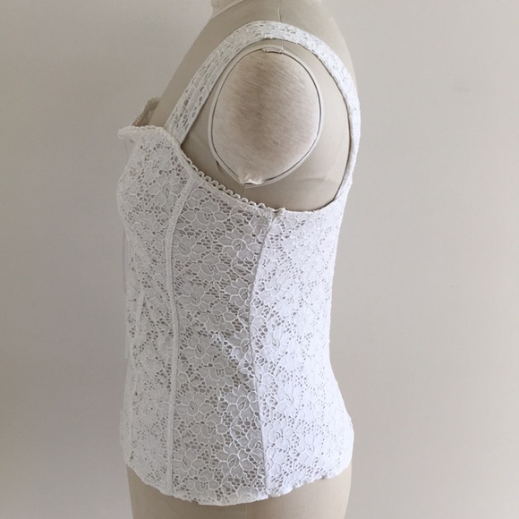 Cute white floral lace ribbon tie v tank - large - Picture 3 of 6